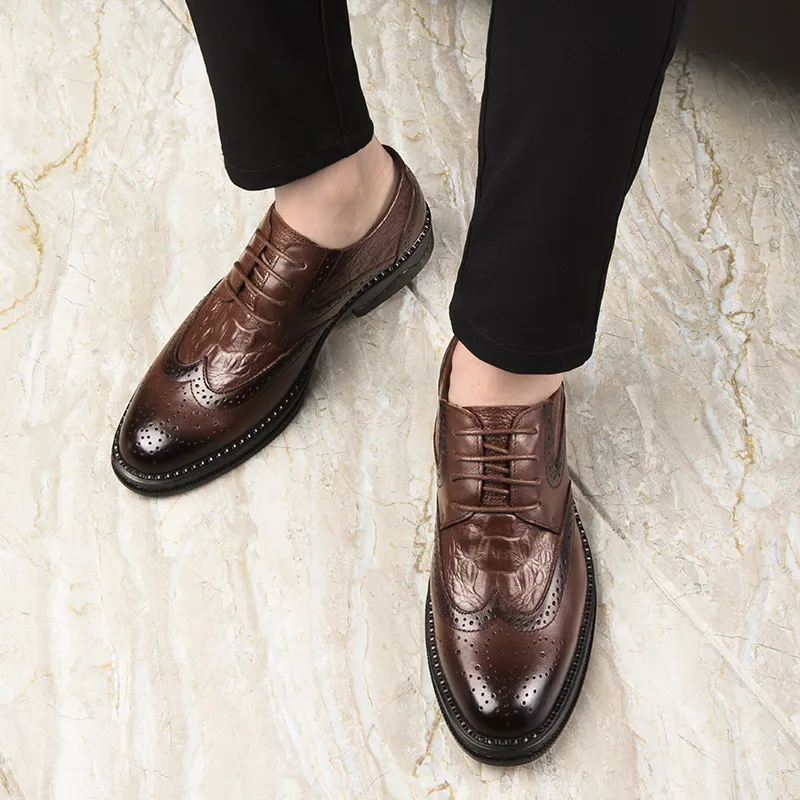 XIMO BULL Dress Shoes Men Low Top Black/Brown-3