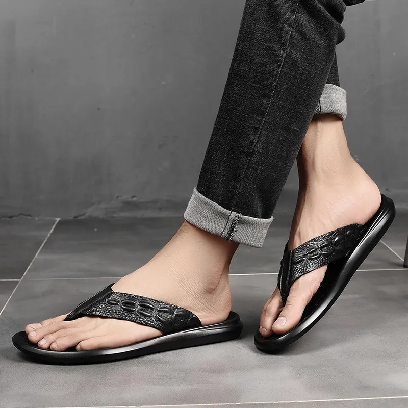 XIMO BULL Rubber Sole Totem Slip-Resistant Flip Flops Men's Black-4