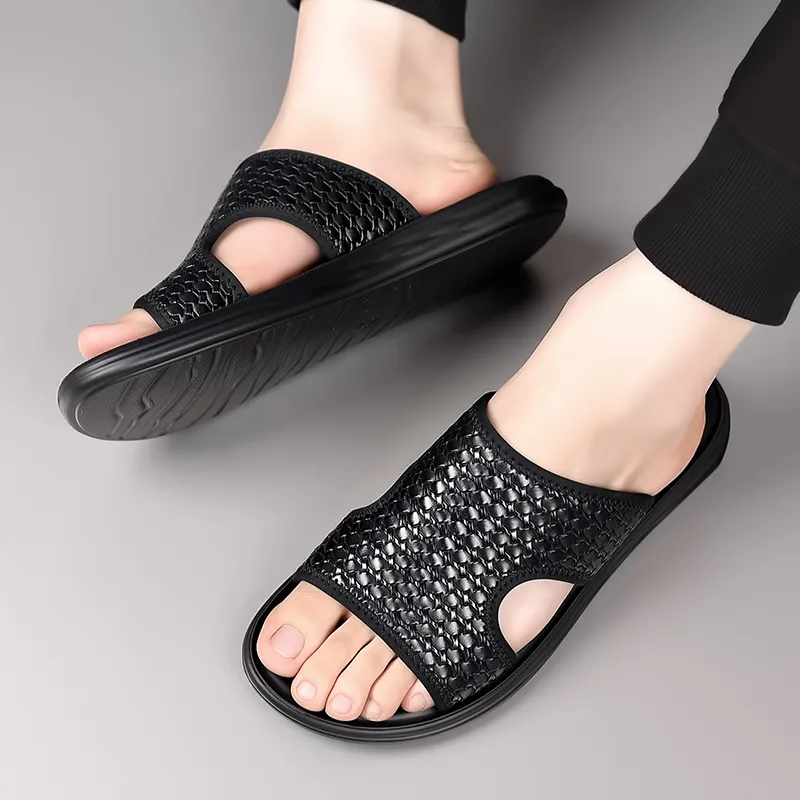 XIMO BULL Rubber Sole Slip Resistant Slide Slippers Unisex Black-2