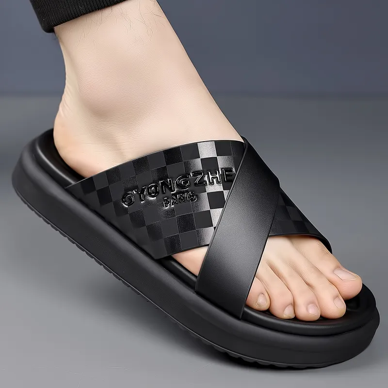XIMO BULL Rubber Foam Outsole Totem Slip Resistant Slide Slippers Men's Black-4