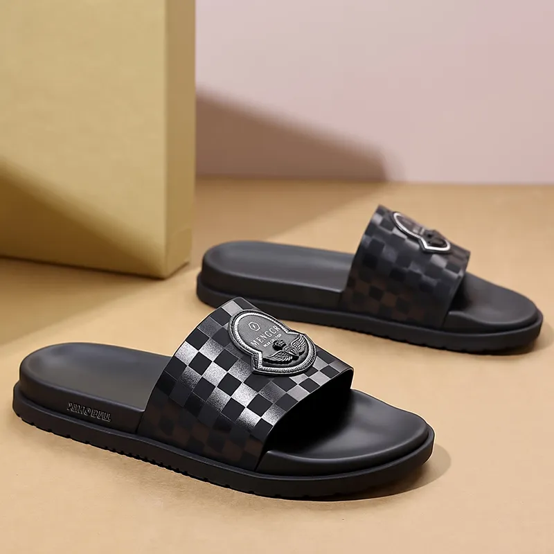 XIMO BULL Rubber Sole Slide Slippers Men's Black-3