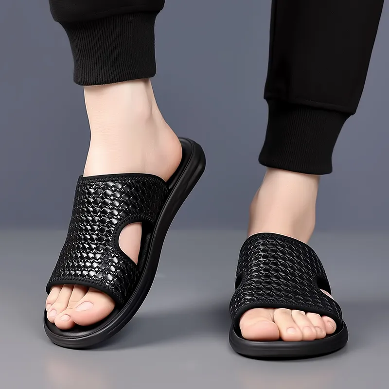 XIMO BULL Rubber Sole Slip Resistant Slide Slippers Unisex Black-4