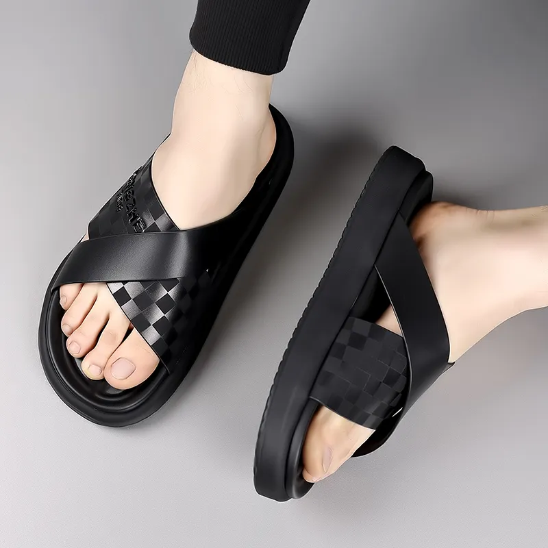 XIMO BULL Rubber Foam Outsole Totem Slip Resistant Slide Slippers Men's Black-3