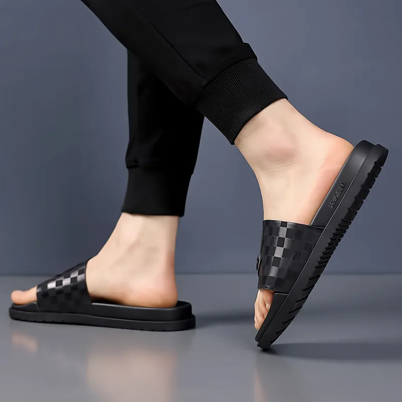 XIMO BULL Rubber Sole Slide Slippers Men's Black-2
