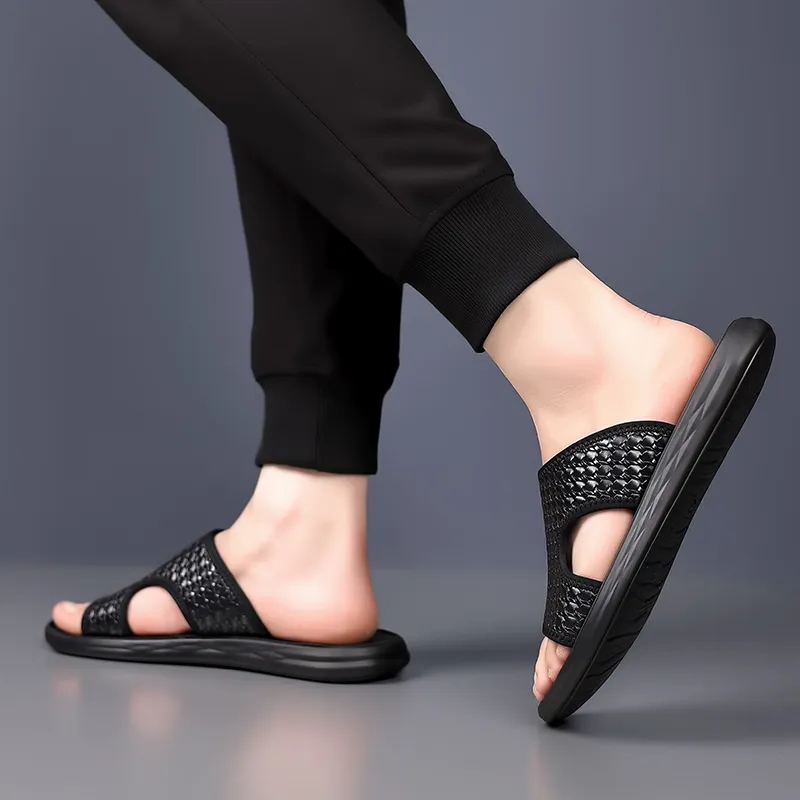 XIMO BULL Rubber Sole Slip Resistant Slide Slippers Unisex Black-3