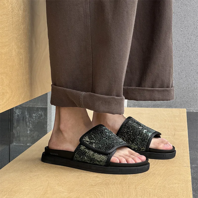 XIMO BULL Rubber Sole Sequins Slip Resistant Slide Slippers Unisex Black-14