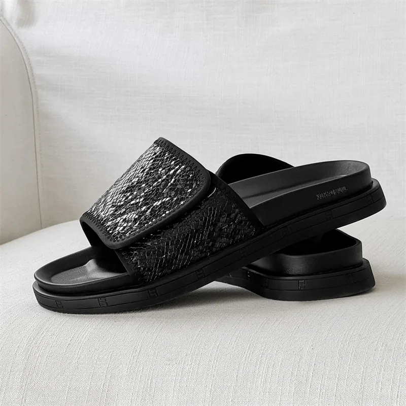 XIMO BULL Rubber Sole Sequins Slip Resistant Slide Slippers Unisex Black-5