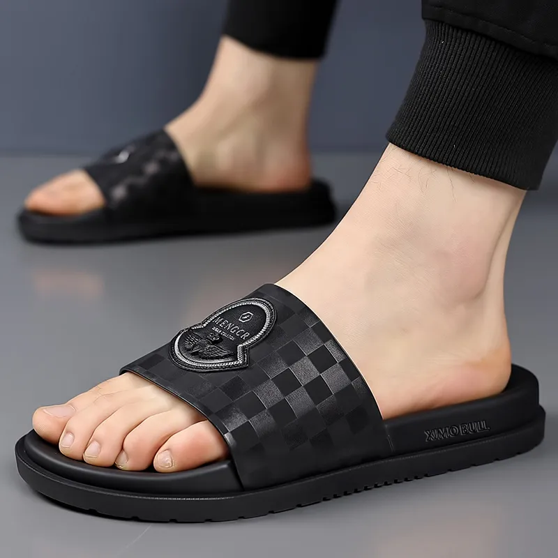 XIMO BULL Rubber Sole Slide Slippers Men's Black-1