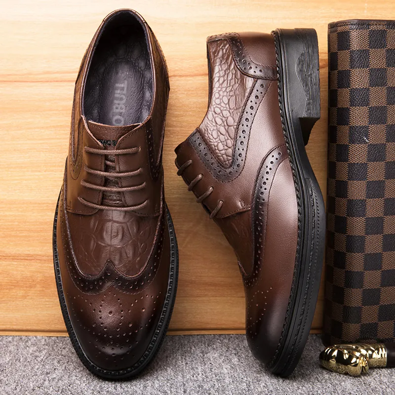 XIMO BULL Dress Shoes Men Low Top Black/Brown-7