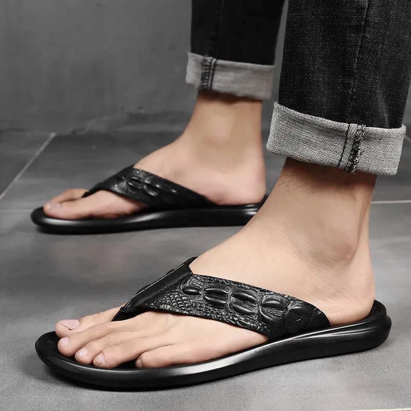 XIMO BULL Rubber Sole Totem Slip-Resistant Flip Flops Men's Black-5
