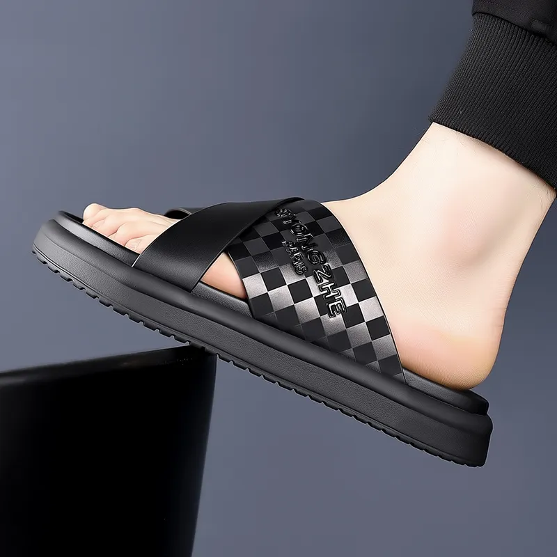 XIMO BULL Rubber Foam Outsole Totem Slip Resistant Slide Slippers Men's Black-2