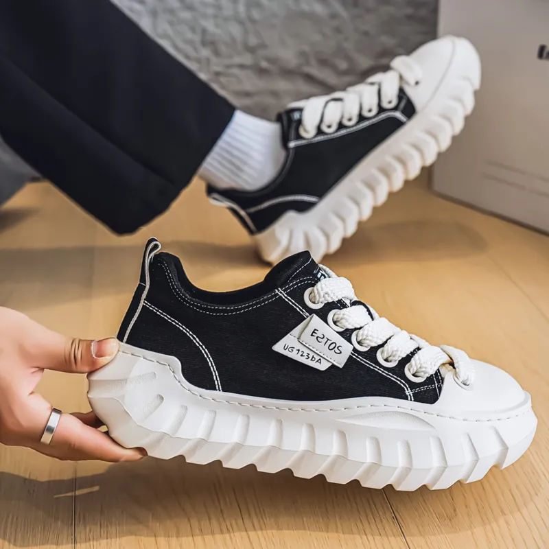 Grumpy Ram Breathable Height Increase Low Top Casual Shoes Men's Black-4