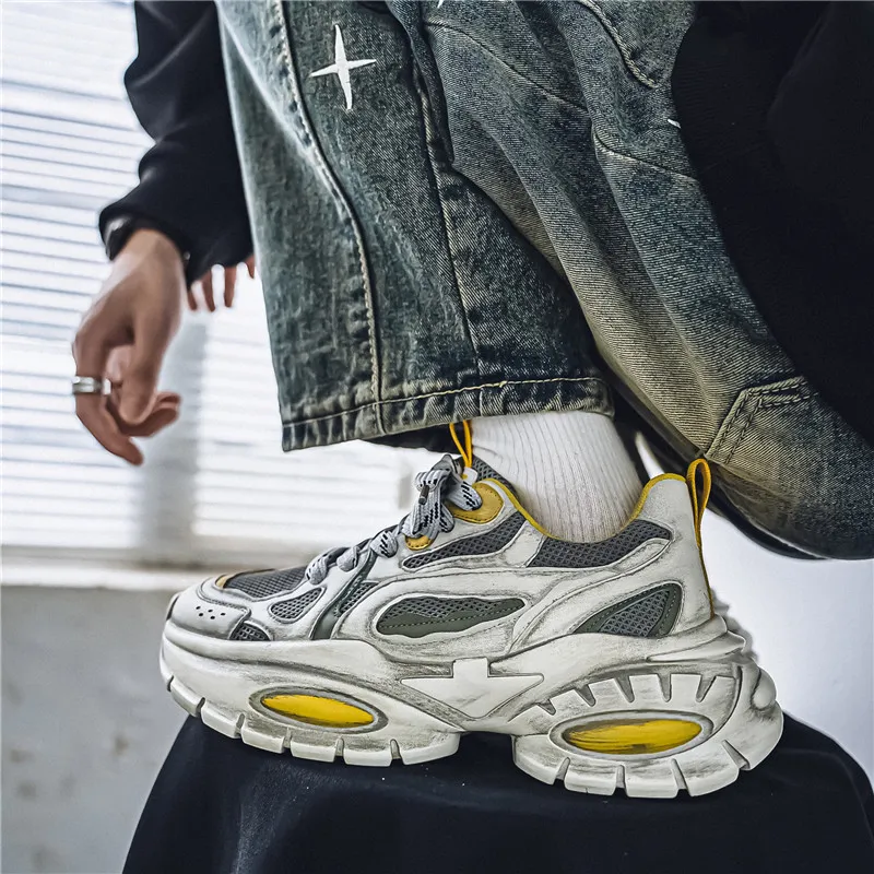Grumpy Ram Anti-Slip Wear-Resistant Breathable Height Increasing Low-Top Chunky Sneakers Men's-2