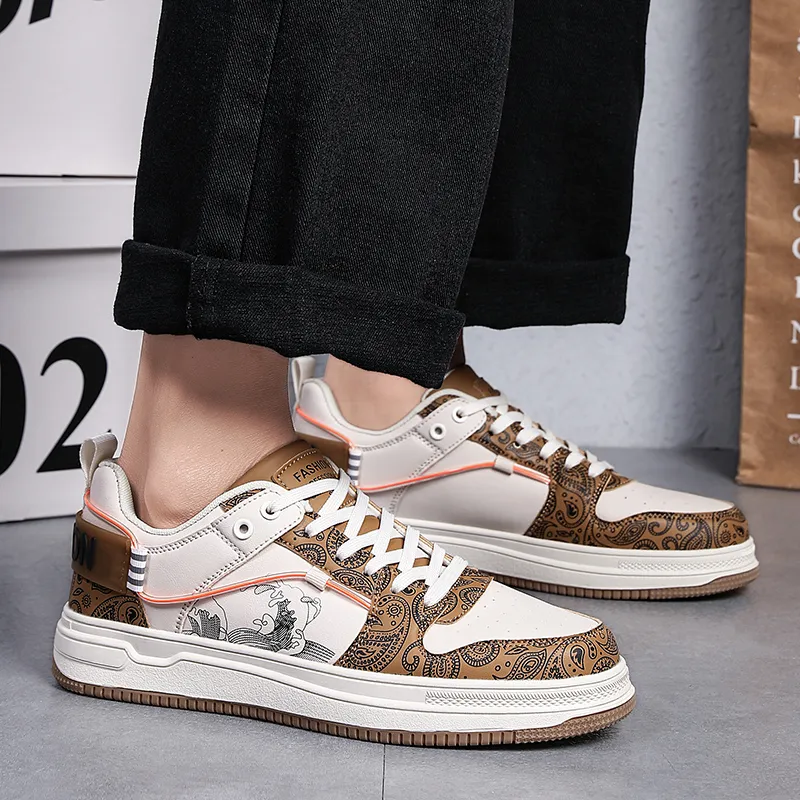 Grumpy Ram Chinese Fashion Trend Paisley, Niche Anti Slip Wear Resistant Low Top Skateboard Shoes Men's-13