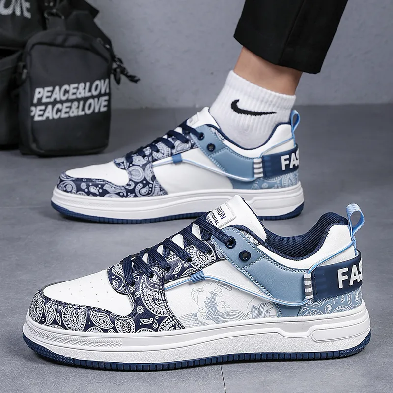 Grumpy Ram Chinese Fashion Trend Paisley, Niche Anti Slip Wear Resistant Low Top Skateboard Shoes Men's-4