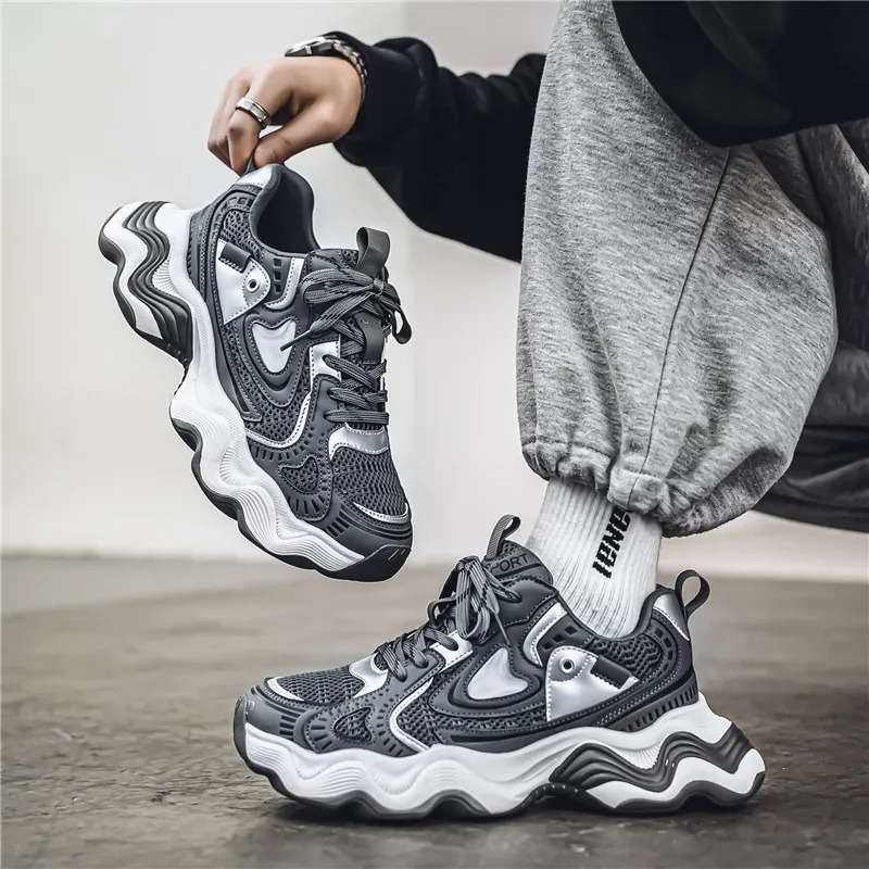 Grumpy Ram Breathable Height Increasing Wear-Resistant Low-Top Chunky Sneakers Men's-14