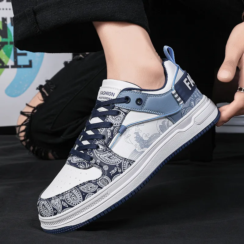 Grumpy Ram Chinese Fashion Trend Paisley, Niche Anti Slip Wear Resistant Low Top Skateboard Shoes Men's-1