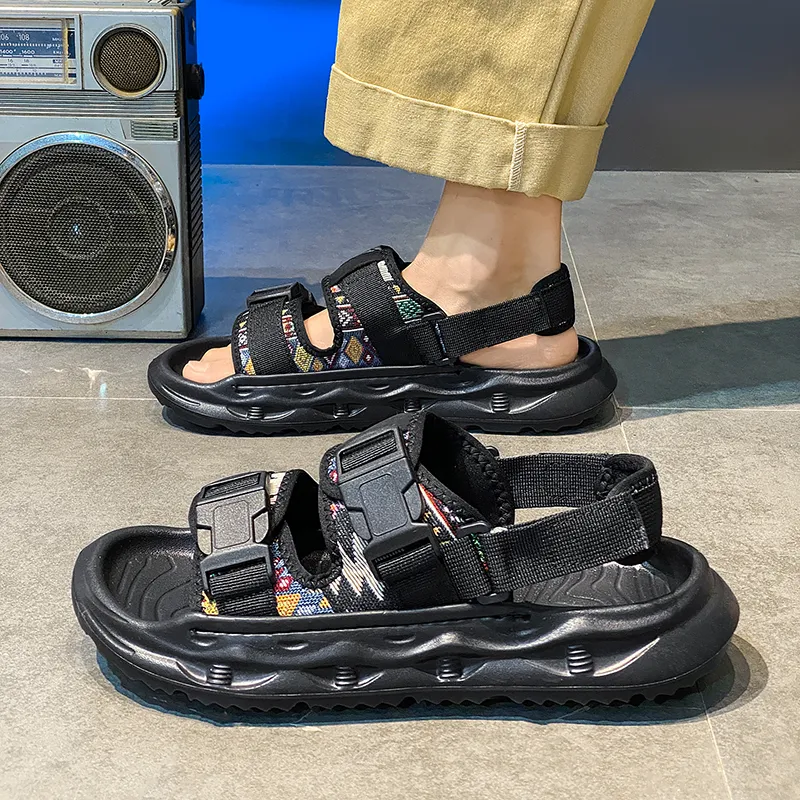 Grumpy ram Beach Sandals Men Black/Beige-6