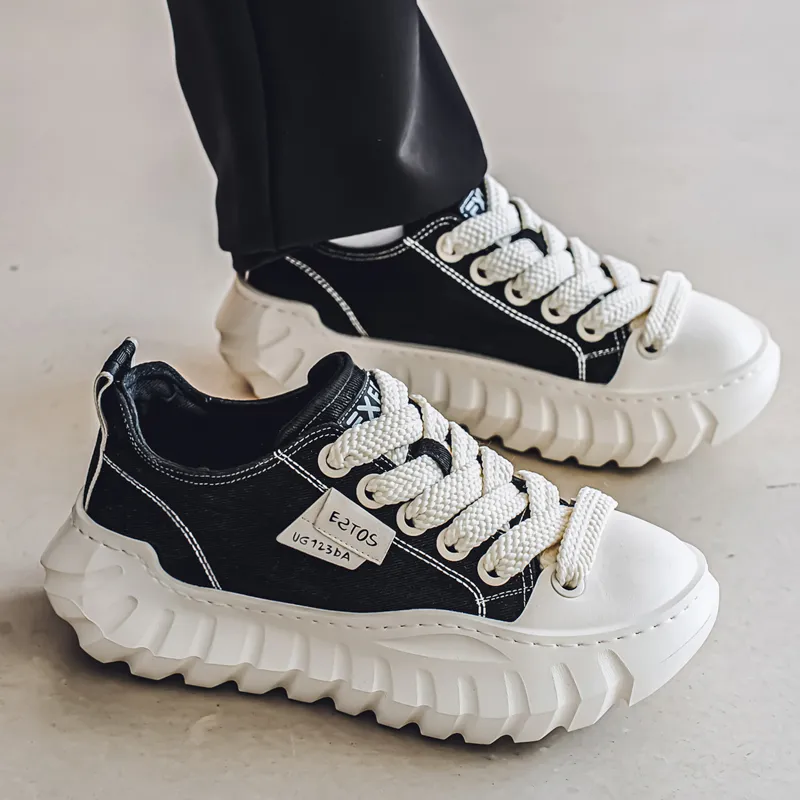 Grumpy Ram Breathable Height Increase Low Top Casual Shoes Men's Black-2