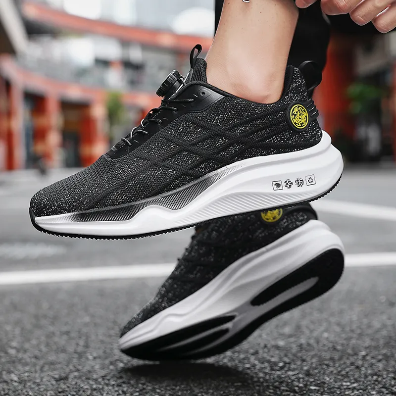 Grumpy Ram Cushioning Lightweight Low Top Casual Running Shoes Unisex Black White-3
