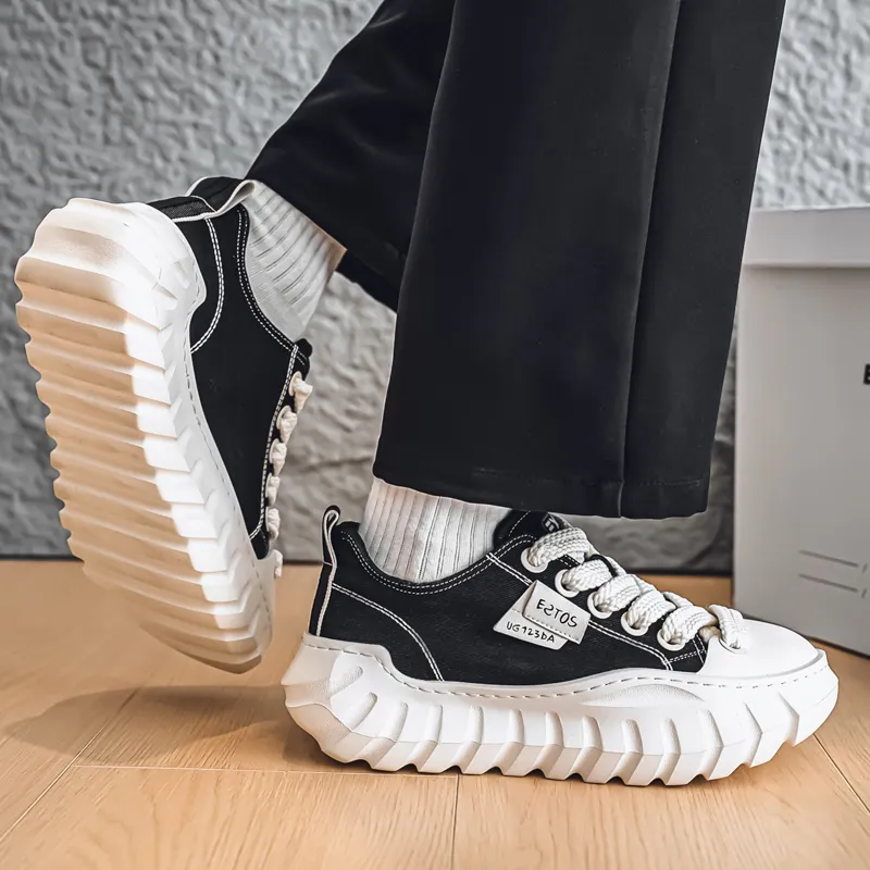 Grumpy Ram Breathable Height Increase Low Top Casual Shoes Men's Black-6