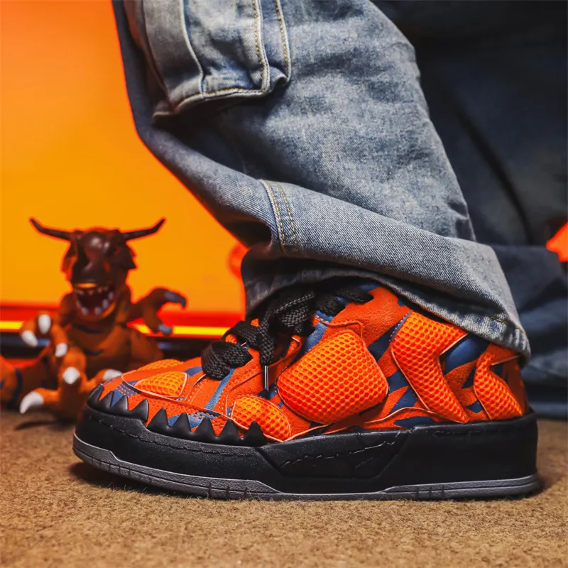 Grumpy Ram Anti Slip And Wear Resistant Breathable Low Top Skateboard Shoes Unisex Orange-2