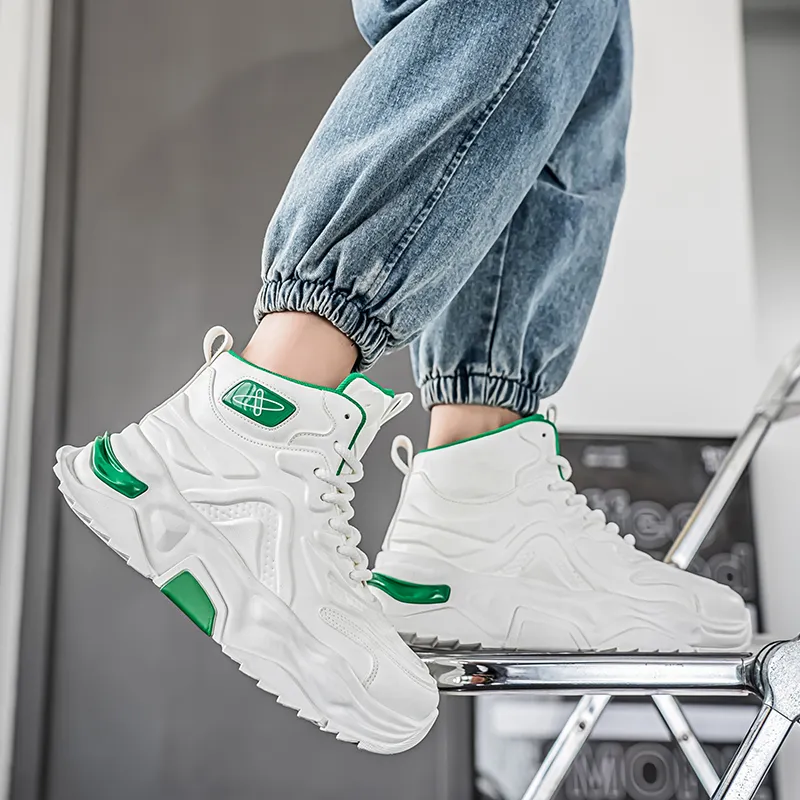 Grumpy Ram Slip Resistant Height Increasing Wear Resistant High Top Chunky Sneakers Men's-4