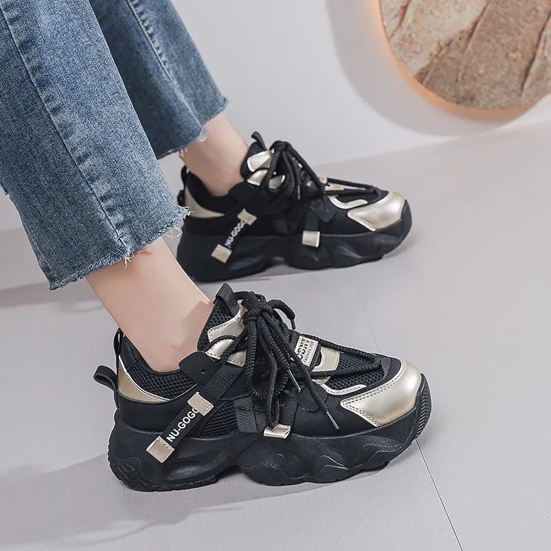 BBMTR Cushioning, Breathable, Lightweight, Height Increasing Low Top Chunky Sneakers Women's-8