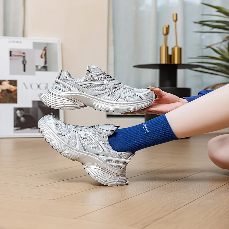 BBMTR Cushioning Wear Resistant Breathable Coverage Balance Height Increasing Low Top Chunky Sneakers Women's-1