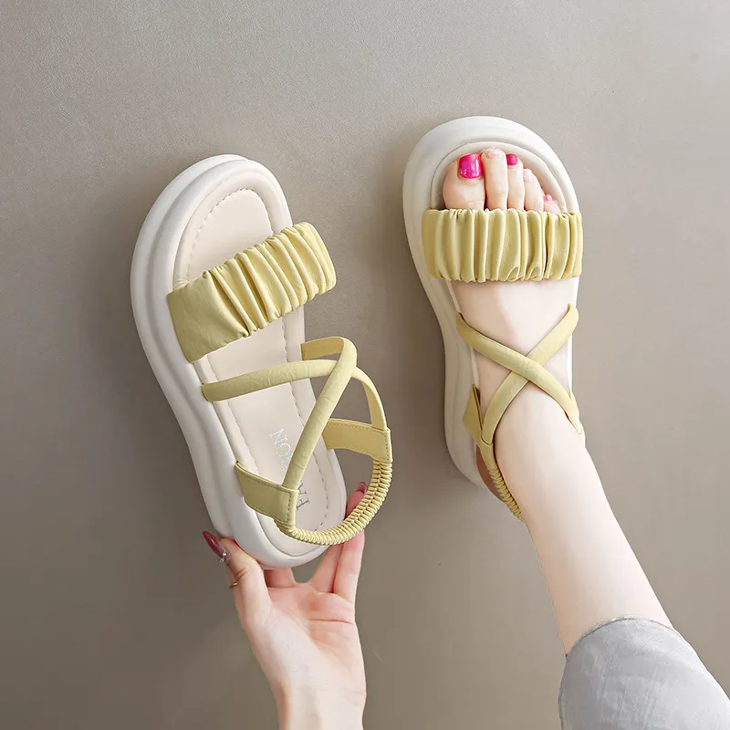 BBMTR Beach Sandals Women's Beige/Silver/Blue/Yellow-18