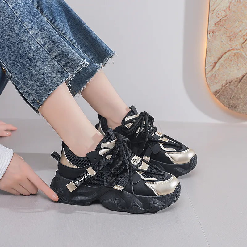 BBMTR Cushioning, Breathable, Lightweight, Height Increasing Low Top Chunky Sneakers Women's-6