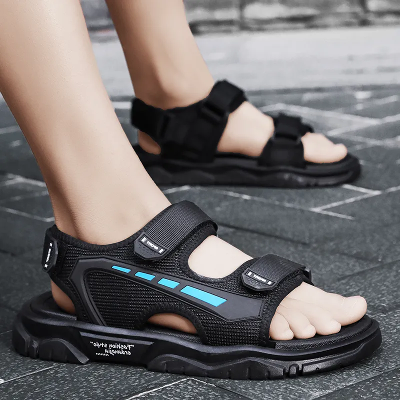 BBMTR Beach Sandals Men Black Blue/Black Gray-3
