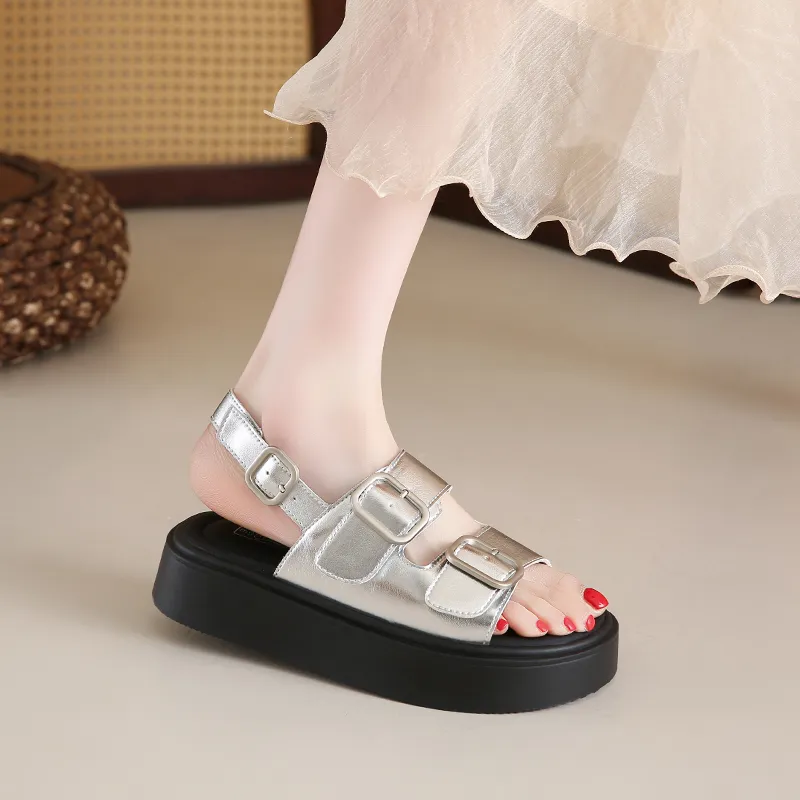 BBMTR Beach Sandals Women's Black/Beige/Silver-8