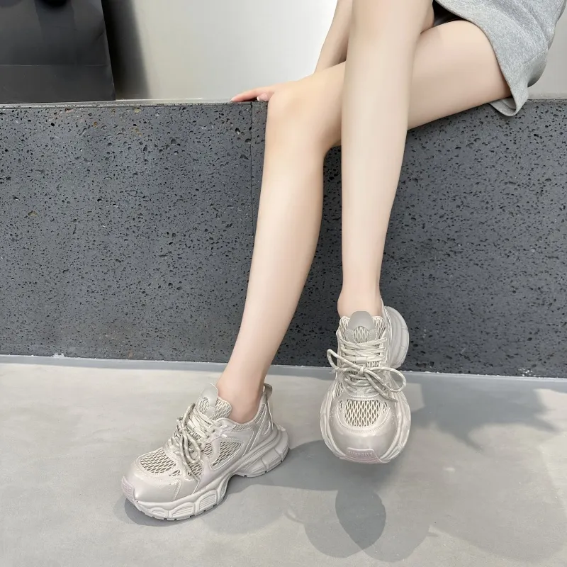 BBMTR Chunky Sneakers Women's Low Top Pink/Gray/White-1