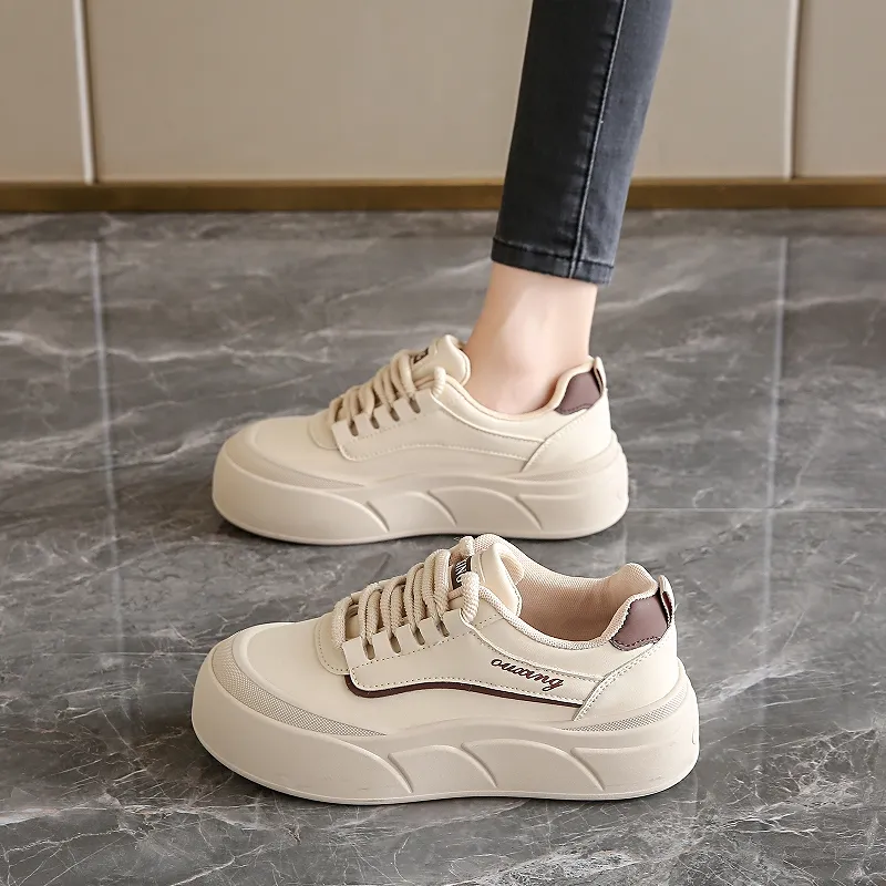 BBMTR Skateboard Shoes Women's Low Top White Blue/Khaki-8