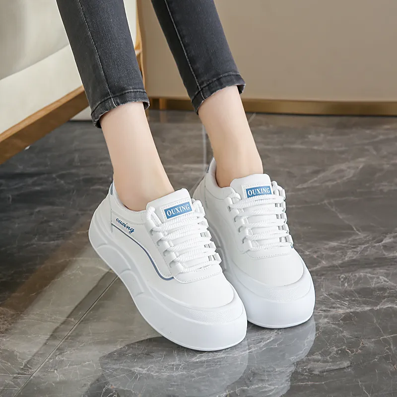 BBMTR Skateboard Shoes Women's Low Top White Blue/Khaki-1