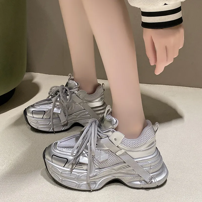 BBMTR Cushioned Wear Resistant Breathable Balanced Lightweight Height Increasing Low Top Chunky Sneakers Unisex-8