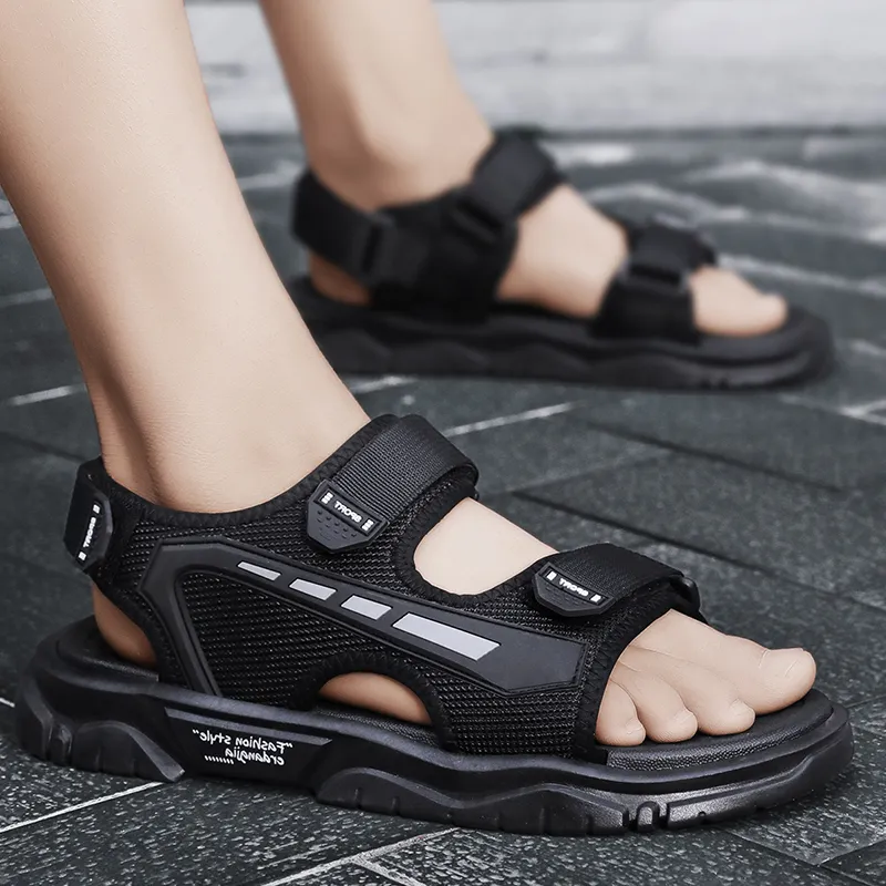 BBMTR Beach Sandals Men Black Blue/Black Gray-6