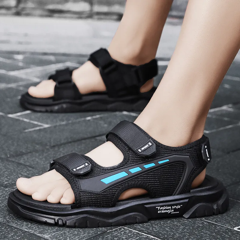 BBMTR Beach Sandals Men Black Blue/Black Gray-2