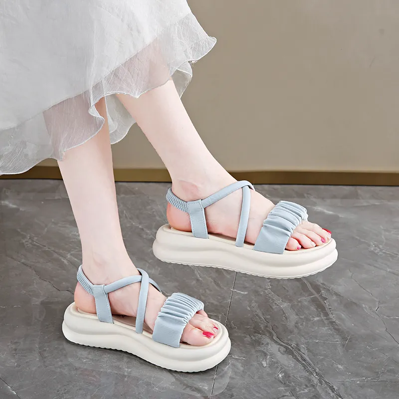 BBMTR Beach Sandals Women's Beige/Silver/Blue/Yellow-10