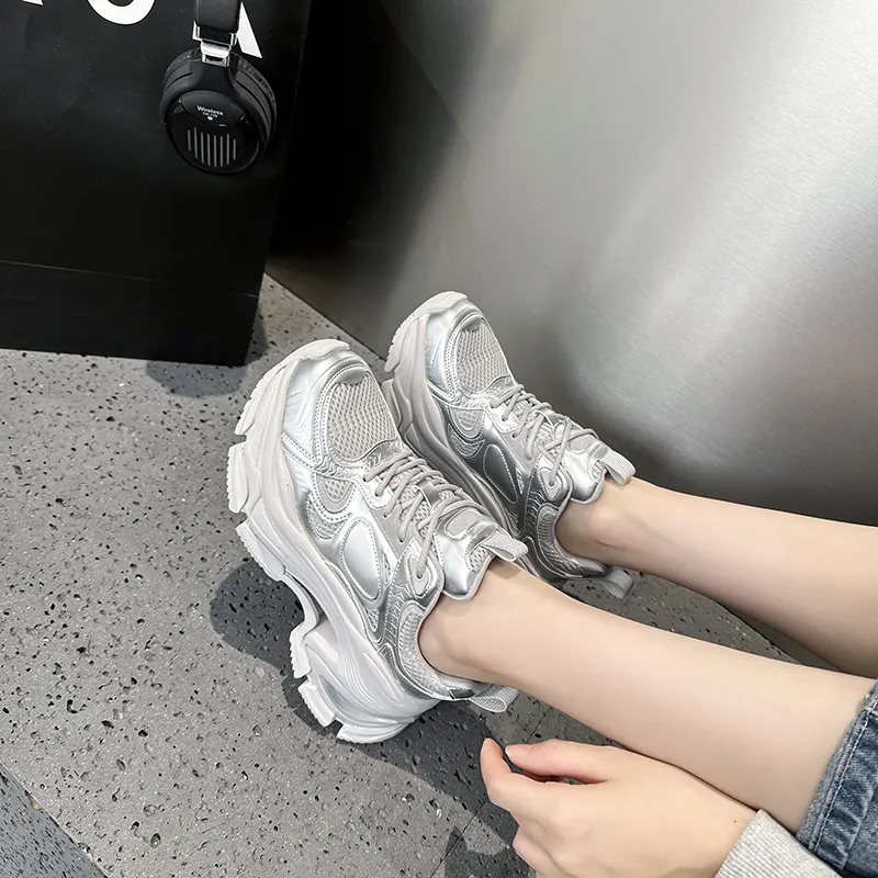 BBMTR Chunky Sneakers Women's Low Top Black/Silver/Angela Red-10