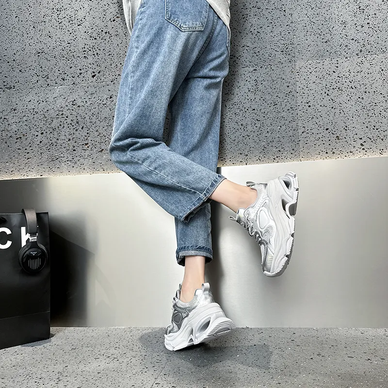 BBMTR Chunky Sneakers Women's Low Top Black/Silver/Angela Red-9