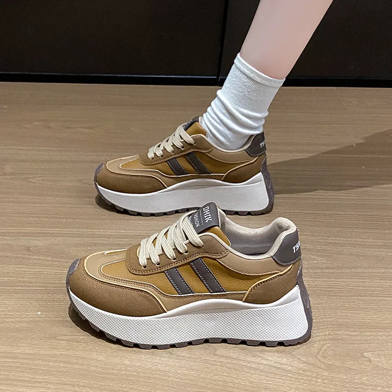 BBMTR Breathable Coverage Balance Lightweight Height Increasing Low Top Chunky Sneakers Women's-7