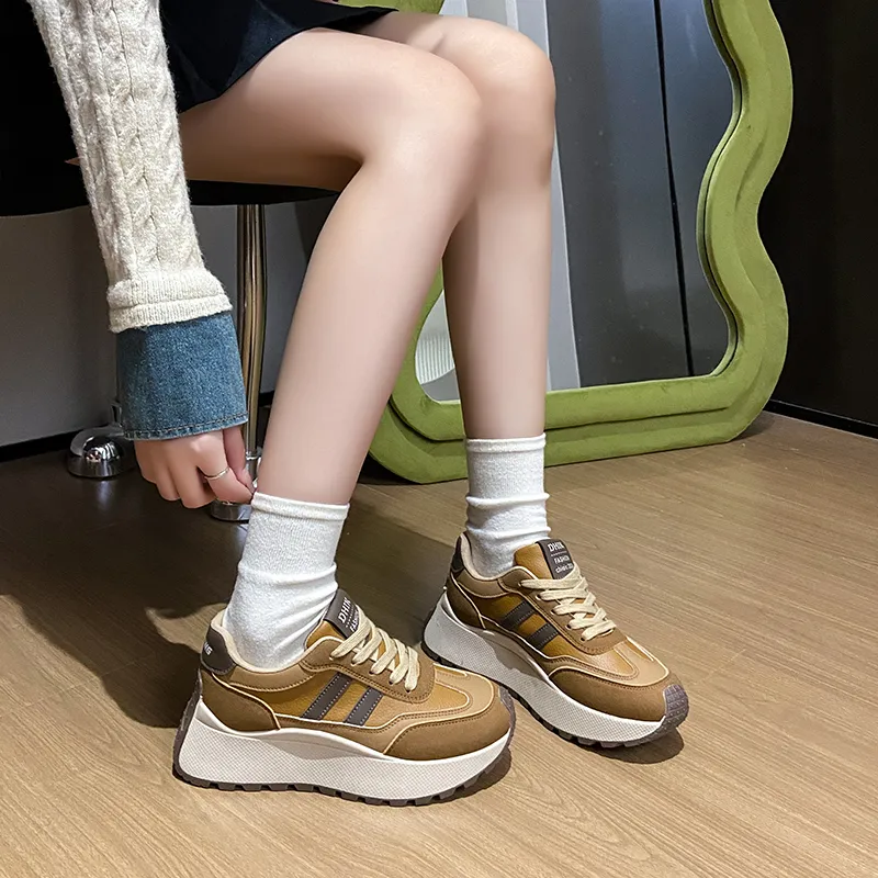 BBMTR Breathable Coverage Balance Lightweight Height Increasing Low Top Chunky Sneakers Women's-9