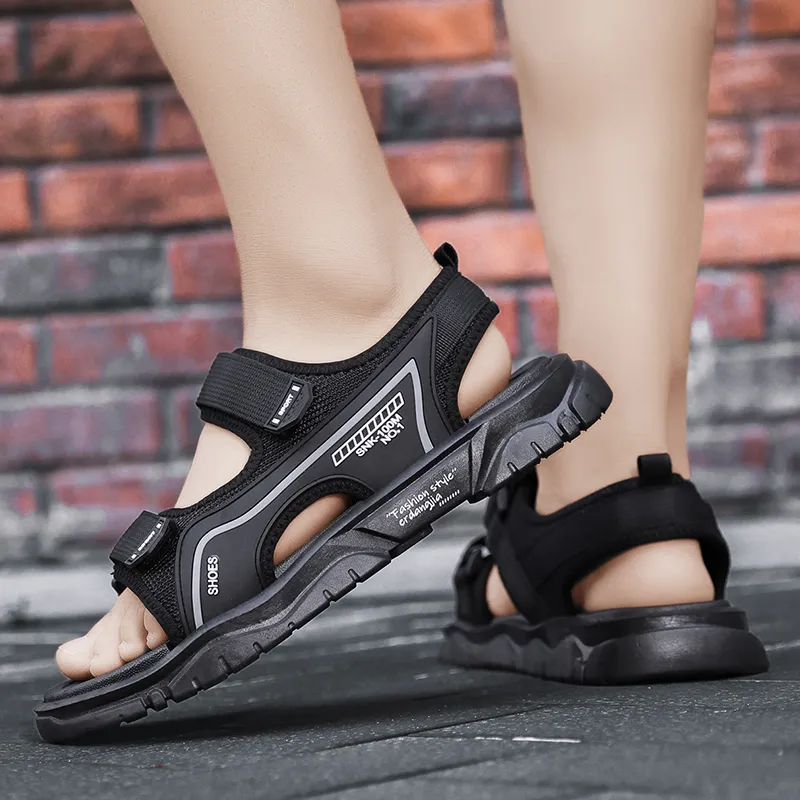 BBMTR Beach Sandals Men Black Blue/Black Gray-9