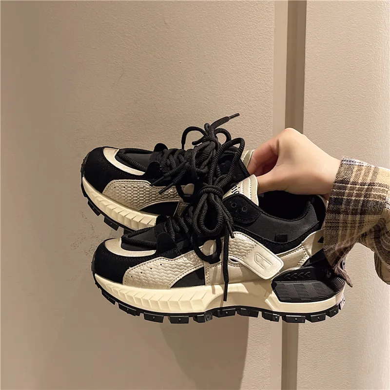 BBMTR Cushioned Wear Resistant Breathable Balanced Lightweight Height Increasing Low Top Chunky Sneakers Women's-6