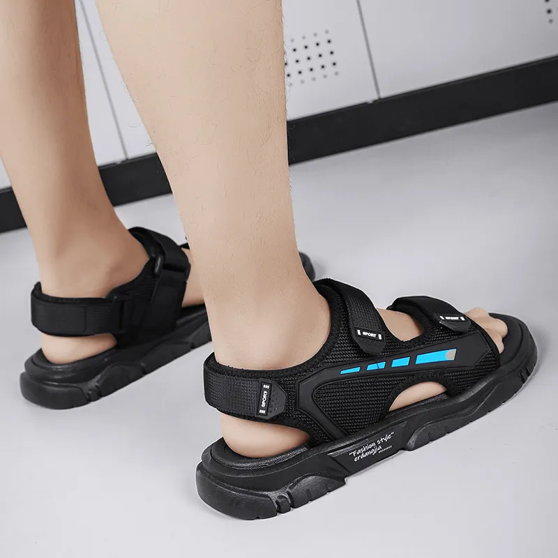BBMTR Beach Sandals Men Black Blue/Black Gray-1