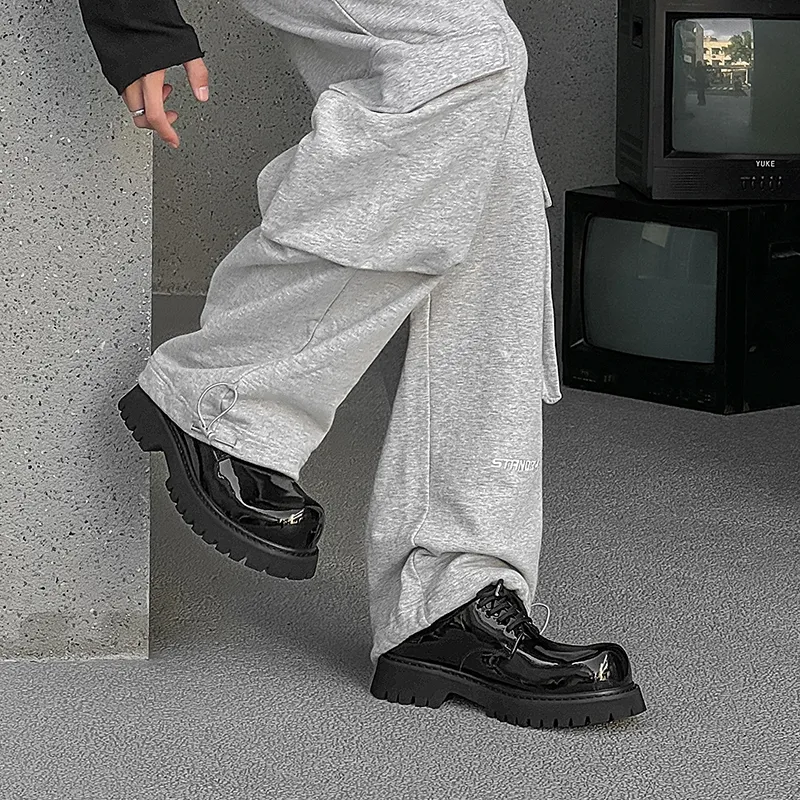 BBMTR Dress Shoes Men Low Top Patent Leather/Brown-6