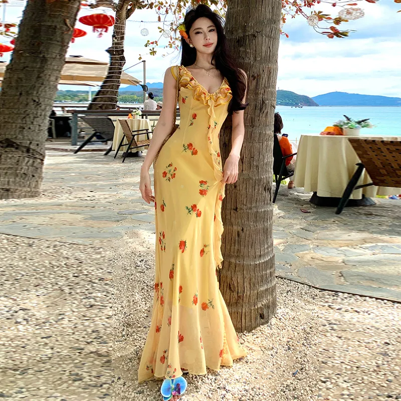 Gentle Welcome Slip Dress Women's Yellow Floral-2