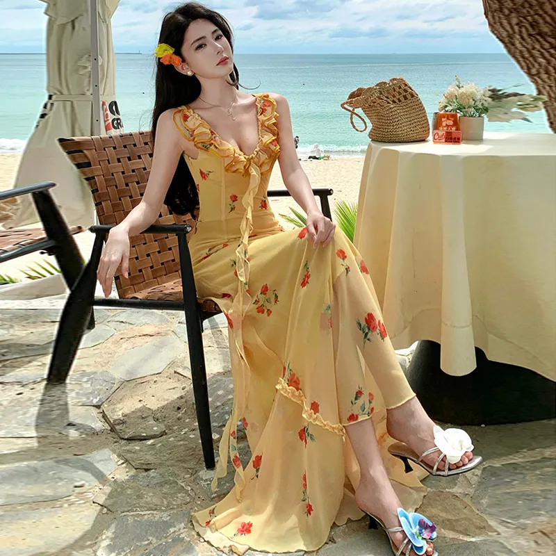 Gentle Welcome Slip Dress Women's Yellow Floral-6